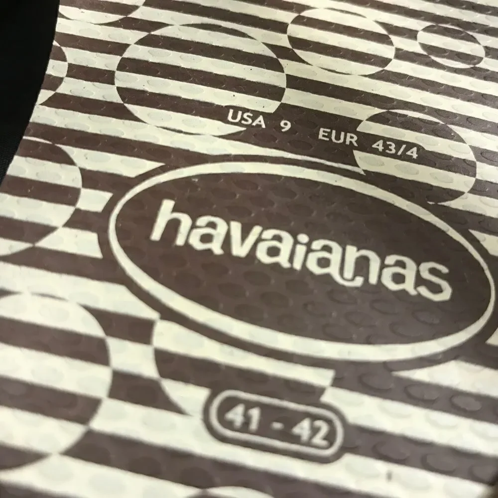 NEW Brown Cream Geometric Havaianas Tops 41/42_2